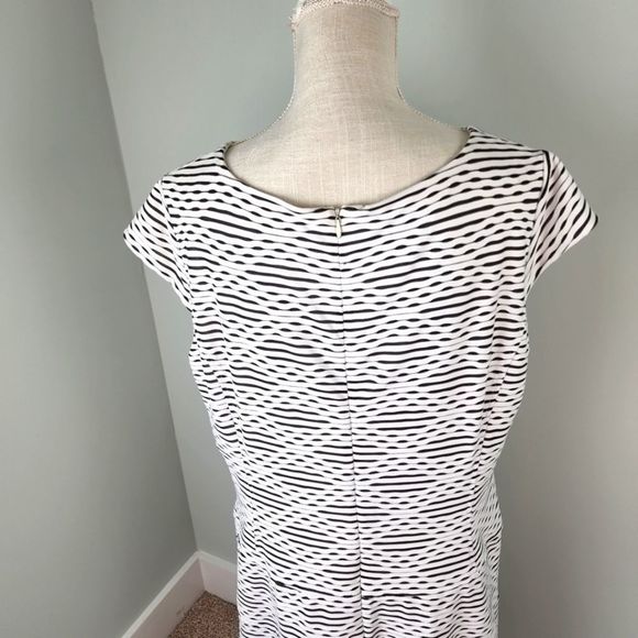 Anne KLEIN WOMEN'S SHIFT DRESS PLUS SIZE 14W CAP SLEEVE LINED BLACK AND WHITE - Picture 5 of 6